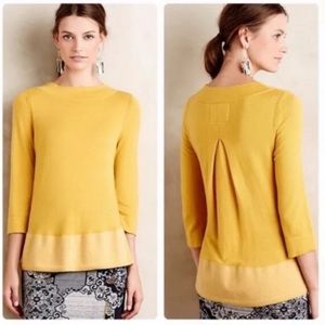 Anthropologie Angel of The North Golden Yellow Cashmere Blend Sweater Size M